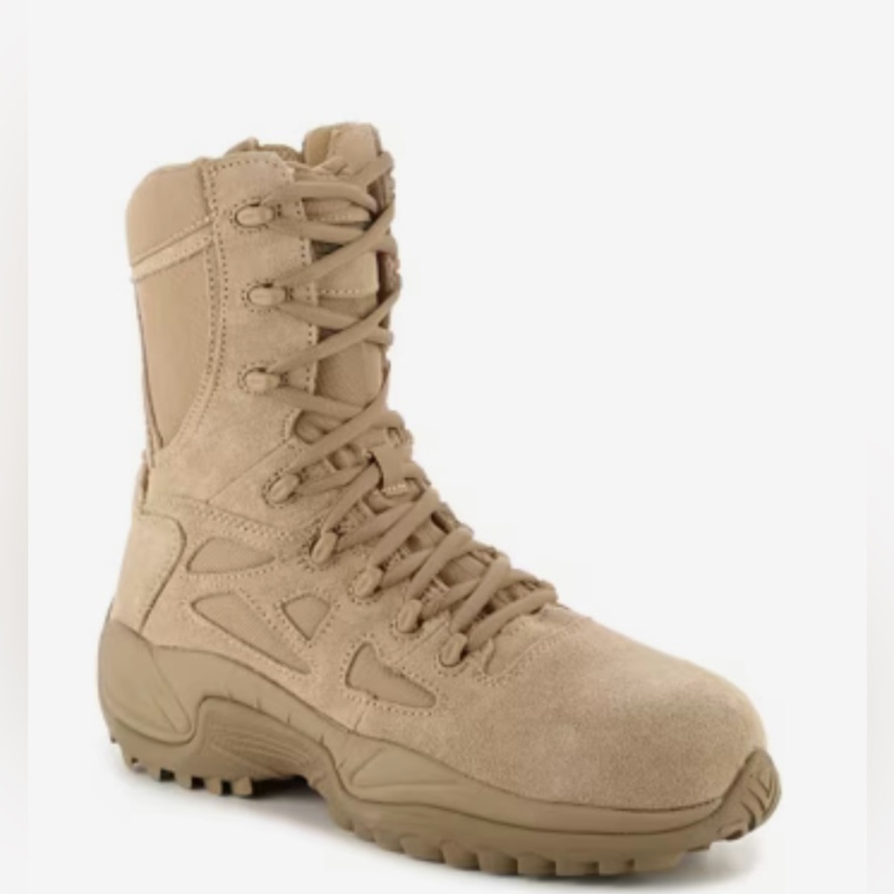 Reebox Rapid Response Tactical Boots Men's 5 Women's 7 Tan Combat Leather EUC